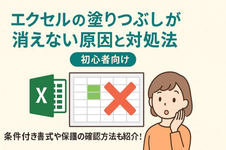エクセルの塗りつぶしが消えない原因と対処法まとめ｜条件付き書式・保護設定などを解説