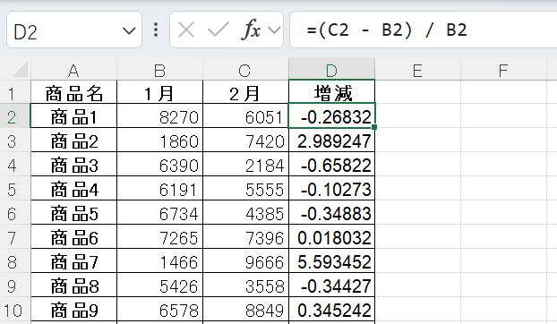 増減率の計算