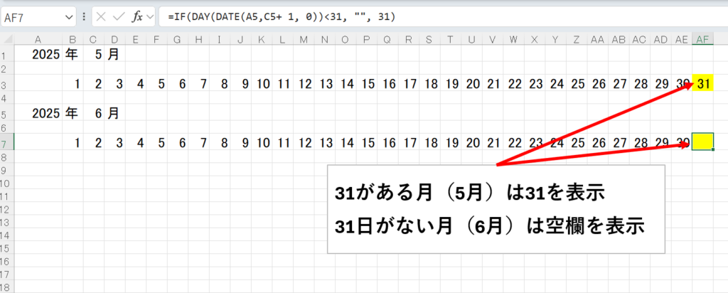 31日非表示用の関数例